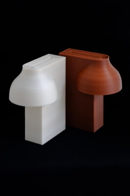 3d printed lamp in terracota color
