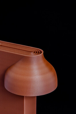 3d printed lamp in terracota color 