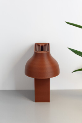 3d printed lamp in terracota color