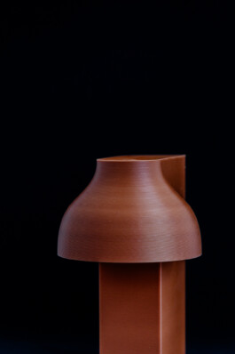 3d printed lamp in terracota color