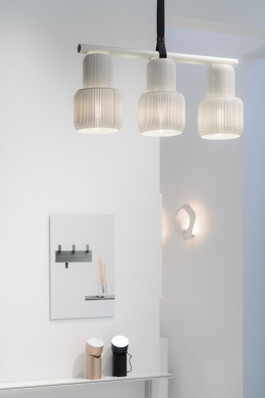 Exhibition showing two table lamps