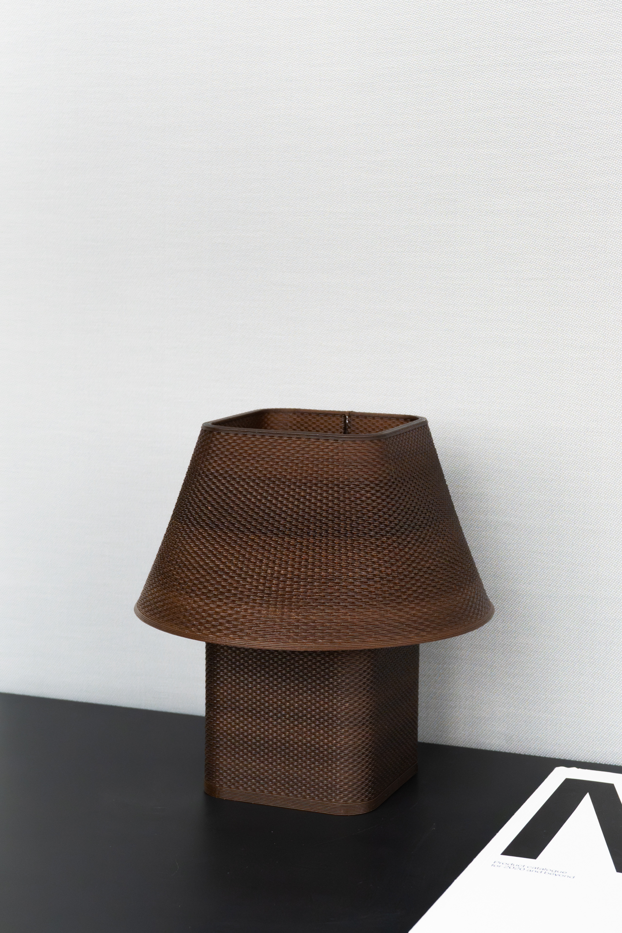 3d printed brown lamp turned on
