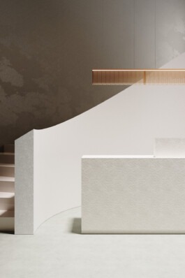 Lobby desk with Pendant Filae Light