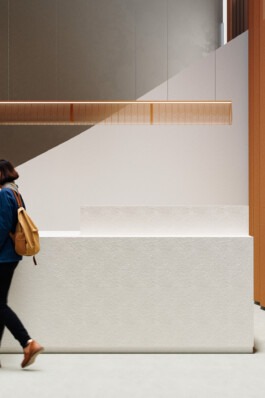 Lobby desk with Pendant Filae Light